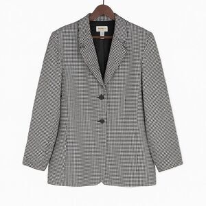 Talbots Blazer Womens 14 Wool Houndstooth English Country Academia‎ Old Money